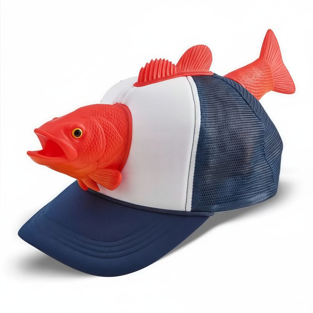 Trucker Cap Mesh - Забавная 3D-кепка с рыбой, регулируемая, сетчатая,