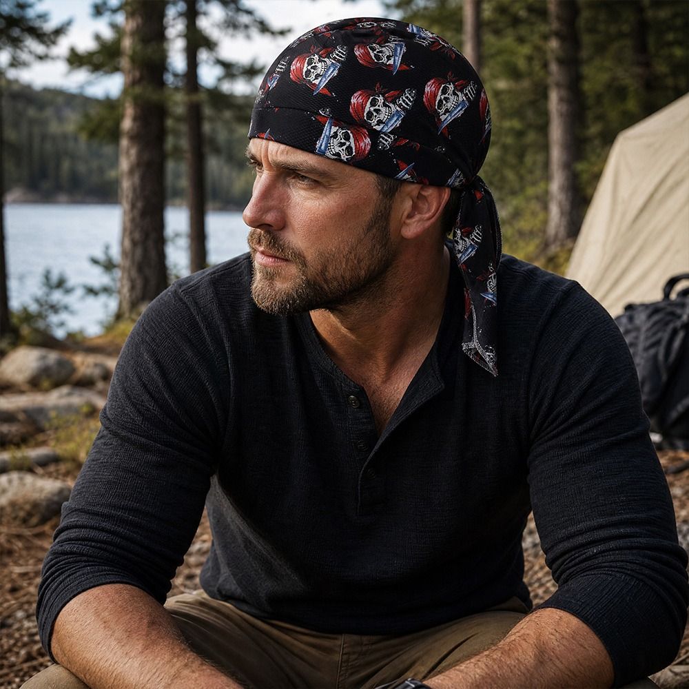 Skull Cap Helmet Liner - Быстросохнущая пиратская шапка-подшлемник с регулируемой сеткой,