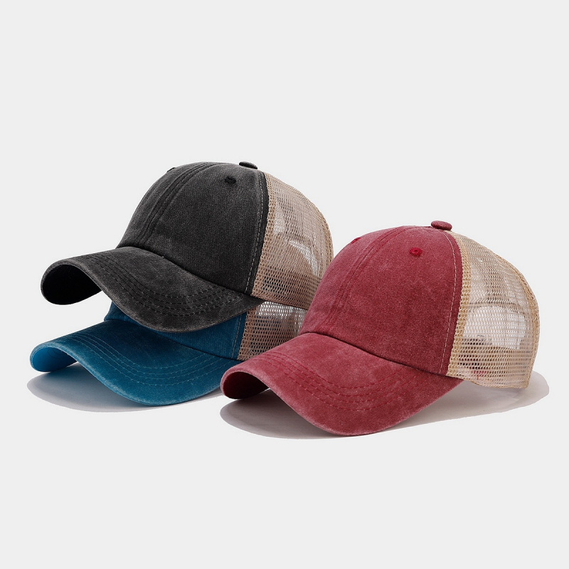 Trucker Cap Mesh - Винтажная джинсовая кепка-тракер с сетчатой спинкой,