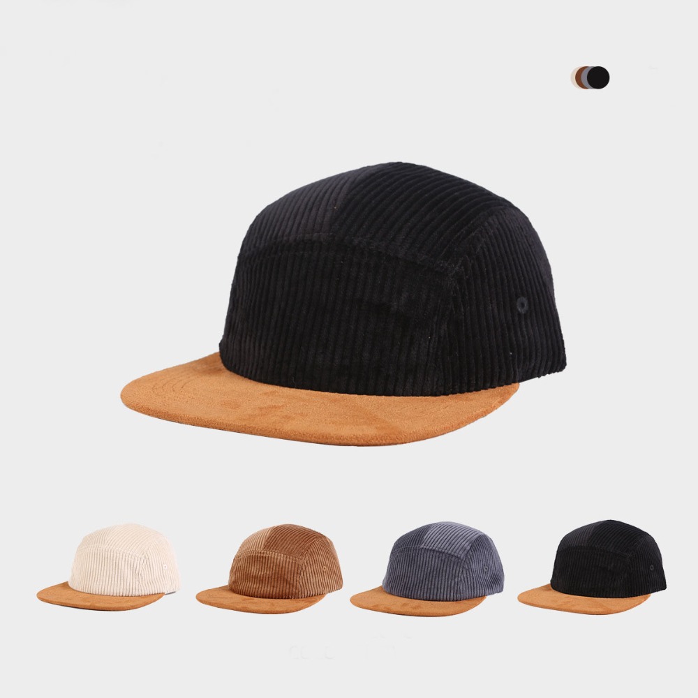 Corduroy Cap 5 Panel - Универсальная ретро-кепка с плоским козырьком, 5