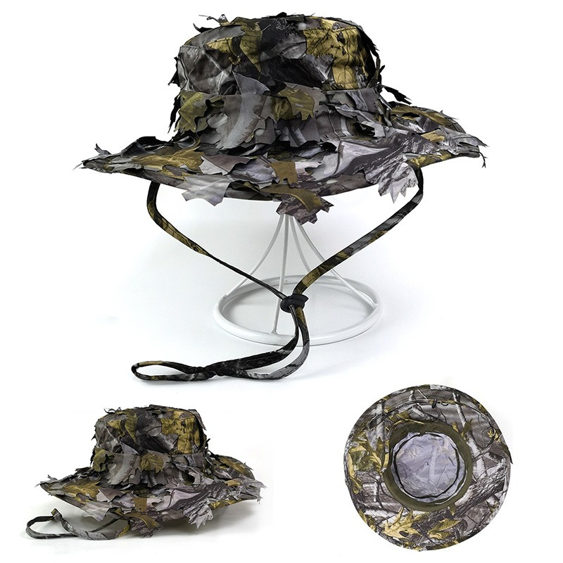 Boonie Hat Tactical - Мужская 3D-кепка-буни с камуфляжным принтом «Листья»,