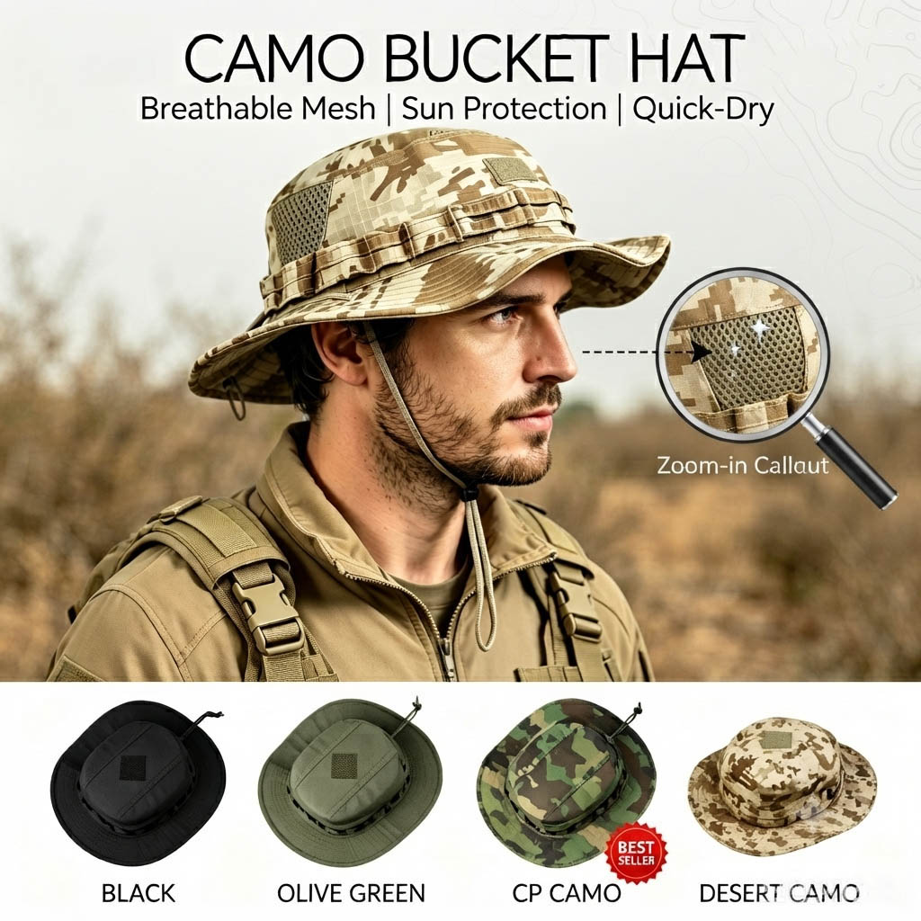 Boonie Hat Tactical - Тактическая панама для мужчин с защитой