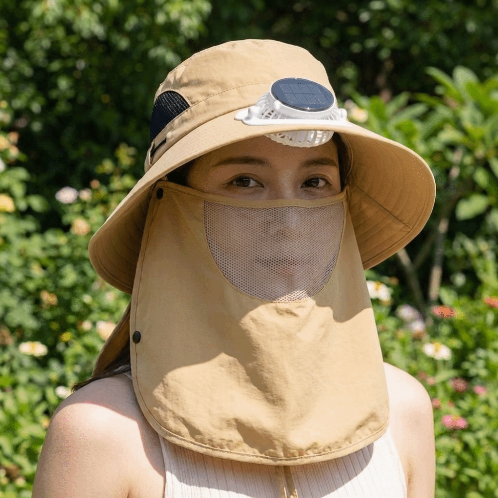 Sun Hat Wide Brim - Портативная солнечная вентиляторная шляпа с регулируемой