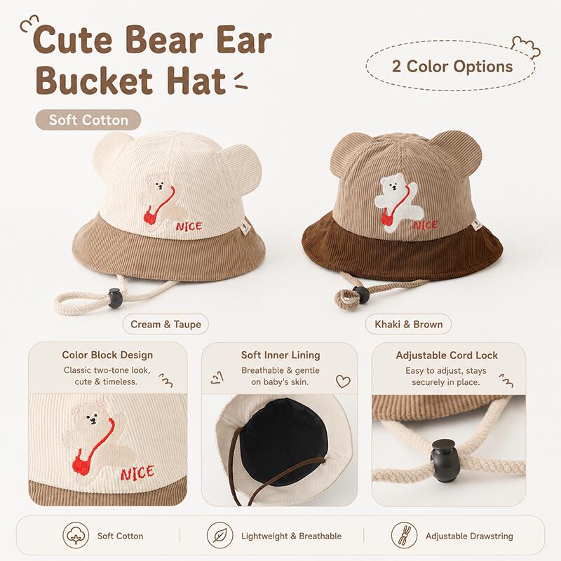 Детская панама с ушками медвед – обзор и цена Bucket Hat Cotton