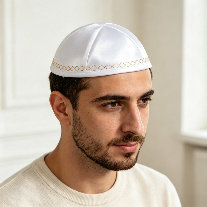 Белая атласная еврейская кипа  – обзор и цена Skull Cap Helmet Liner